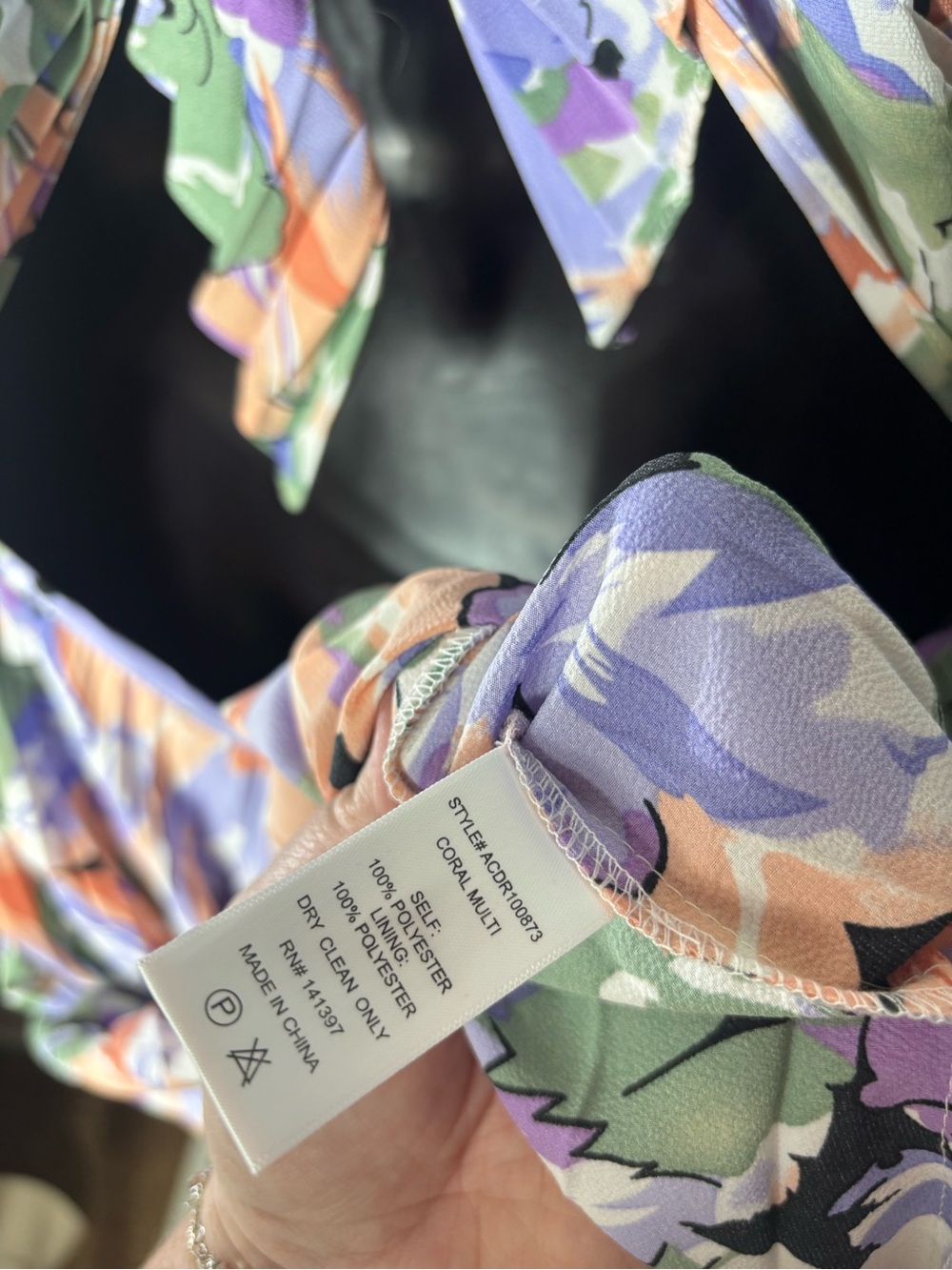 ASTR the label xl Blythe floral plisse midi dress crisscross back watercolor new - Picture 11 of 11